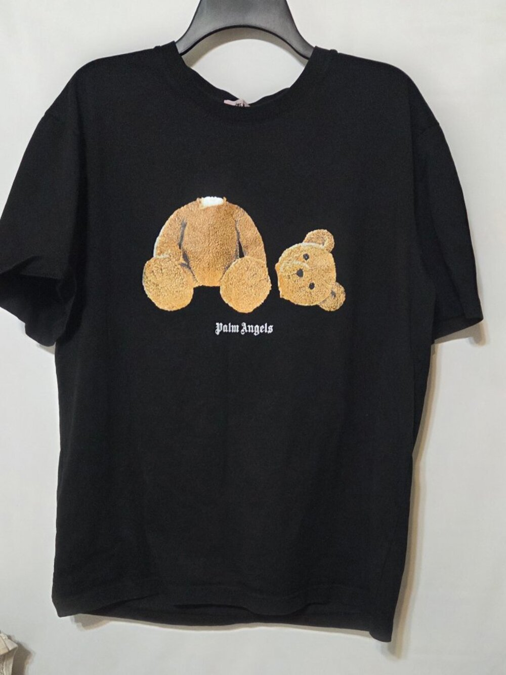 Palm Angels Men's Black Teddy Bear Graphic Logo Crew Neck T-Shirt Size XLarge